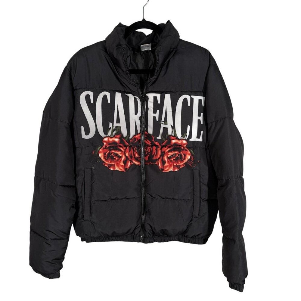 Universal City Studios Scar Face Men S Black Front/Back Design Puffer Coat NWOT